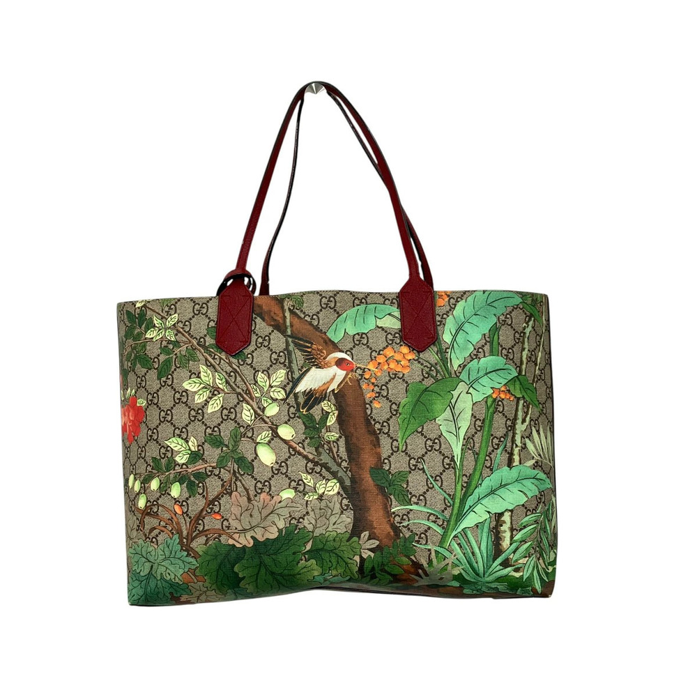 Gucci GG Supreme Tote Bag Multicolor Canvas Leather Yellow